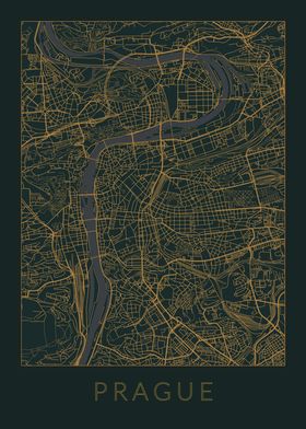 Prague Gray Orange Map