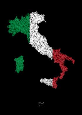 ITALY ROME ITALIA FLAG MAP