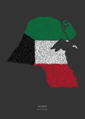 KUWAIT CITY FLAG MAP ART