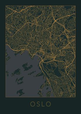 Oslo Gray Orange Map