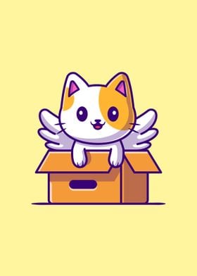 cat unicorn play in box