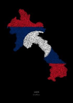 LAOS VIENTIANE FLAG MAP