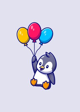 Cute penguin flying