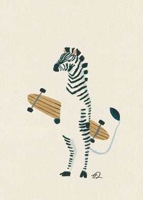 Skateboarding Zebra