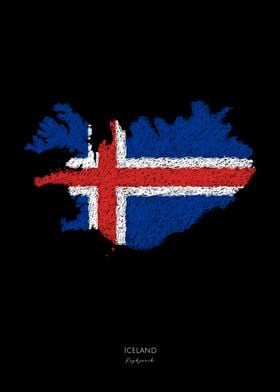 ICELAND REYKJAVIK FLAG MAP