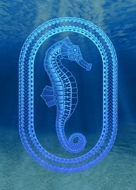 Blue Tribal Seahorse