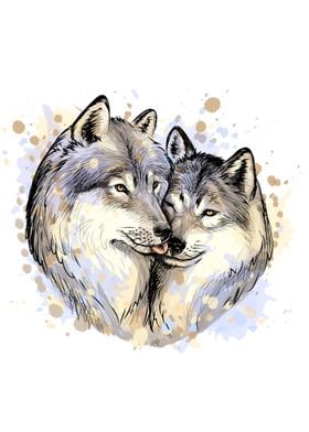 Portrait of wolves