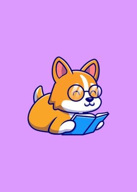 Cute corgi dog reading' Poster by Le Duc Hiep | Displate