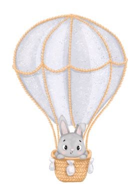 Cute bunny in a balloon