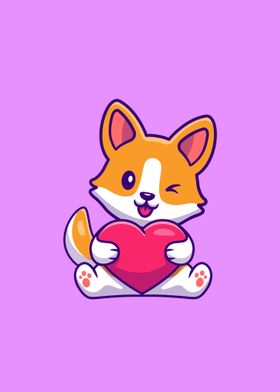 Cute corgi dog holding