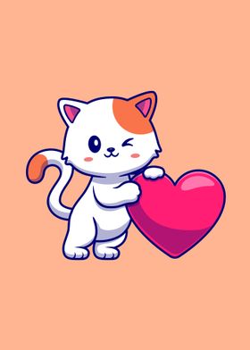 Cute cat with love heart