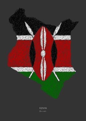 KENYA NAIROBI FLAG MAP ART