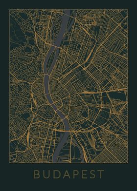 Budapest Gray Orange Map