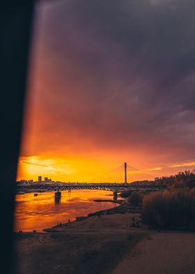 Sunset over the river