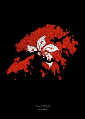 HONG KONG FLAG MAP SCRIBBL