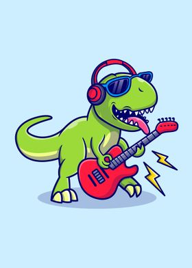 dinosaur playing guitar