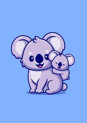 Cute koala with cub