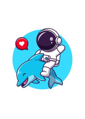 astronaut with dolphin