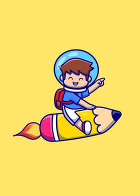 boy flying with rocket