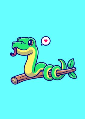 Cute snake on branch