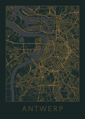 Antwerp Gray Orange Map