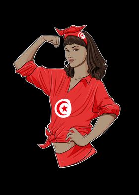 Tunisian Girl Tunisia Flag