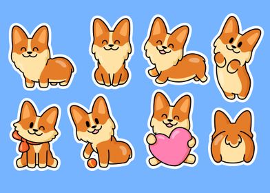 Cute corgi puppy stickers