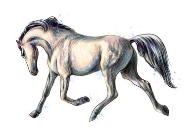 Horse run watercolor