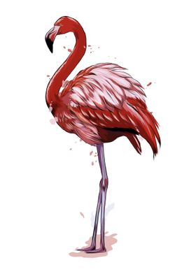 Pink flamingo watercolor