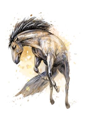 Horse run watercolor