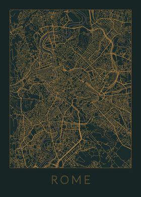 Rome Gray Orange Map