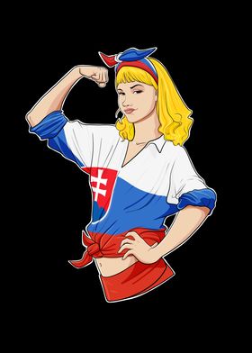 Slovak Girl Slovakia Flag