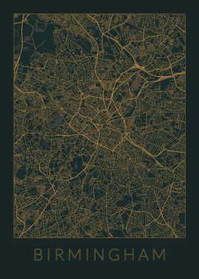 Birmingham Gray Orange Map