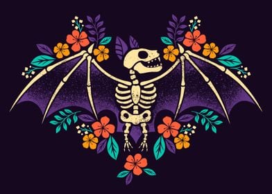 Flowered bat skeleton