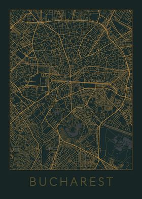 Bucharest Gray Orange Map