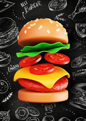 Burger plastic 3D