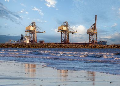 Cranes and breakwater