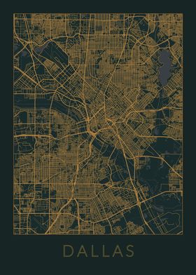 Dallas Gray Orange Map