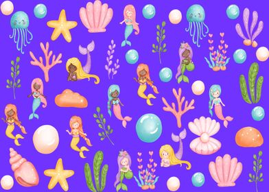 Cute mermaids pattern