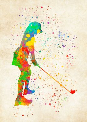 Woman Golfer Watercolor