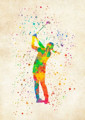 Woman Golfer Watercolor