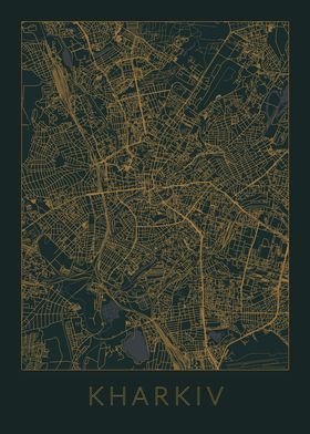 Kharkiv Gray Orange Map