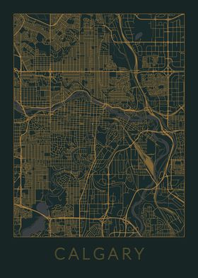 Calgary Gray Orange Map