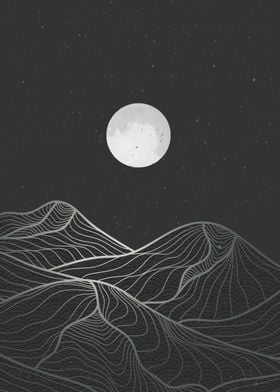 Abstract Mountain Line art