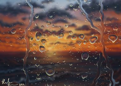 Rainy sunset