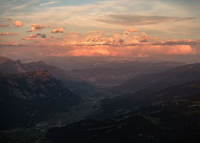 Sunset in a valley