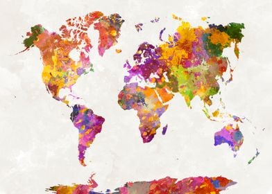 watercolor world map