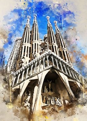 Watercolor Sagrada Familia
