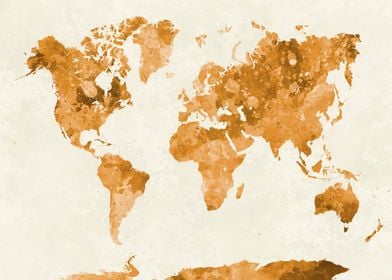 watercolor world map