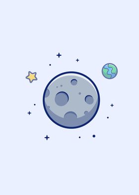 Moon In Space Cartoon